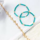 Summer Blue Handmade Turquoise Beads 5 Piece Set Ladies Bracelet Metal Simp