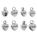 Animal Paw On Heart Cat Dog Cremation Keepsake Memorial Ashes Urn Pendants