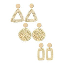 Geometric Rattan Earrings Woven Handmade Straw Earrings Wicker Braid Earrin
