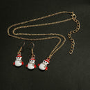 3pcs Christmas Snowman Drop Earrings Pendant Necklace Women Jewelry Set