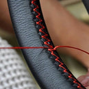 DIY PU CAR AUTO STEERING WHEEL COVER WITH NEEDLES AND THREAD Red & Black