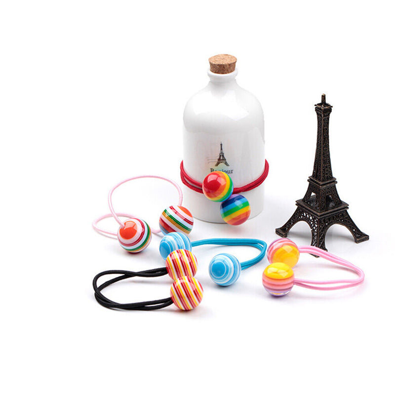 Striped Ball Elastic Rope  Hair Ties Ponytail Holder Head Band Hairbands  OZ