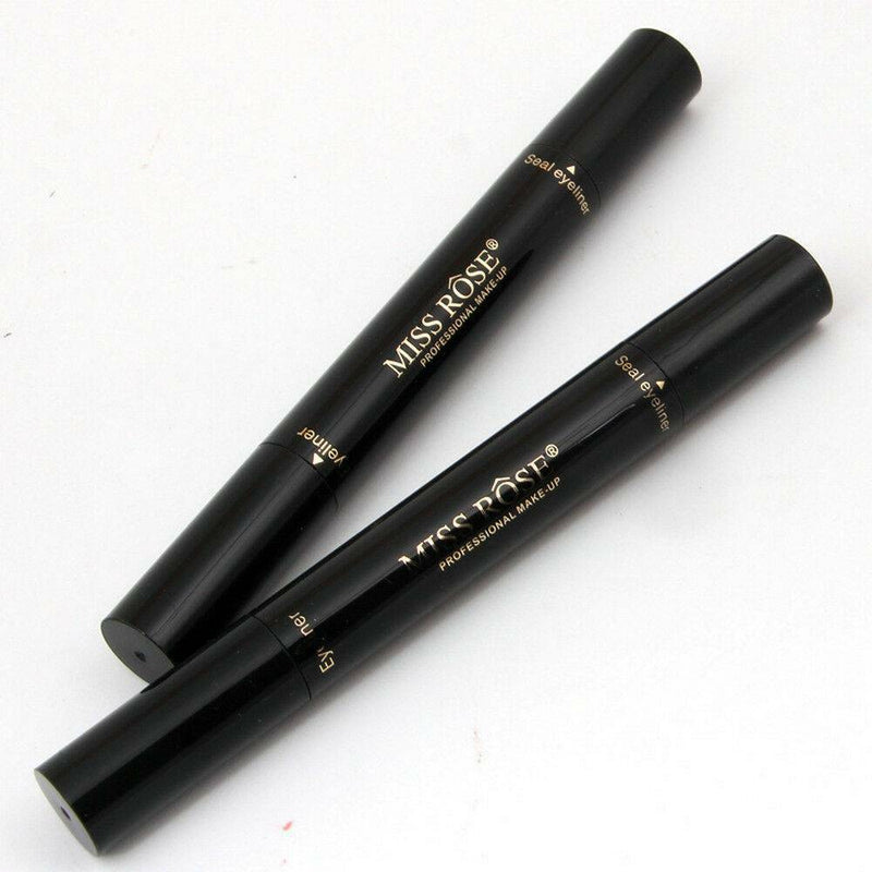 2 in 1 Pro Winged Eyeliner Stamp Waterproof Makeup Eye Liner Pencil Liquid Black