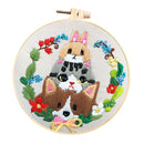 3x Pre-printed Cross Stitch Kit Fabric Needles Bamboo Hoop Tools DIY Wall Decor
