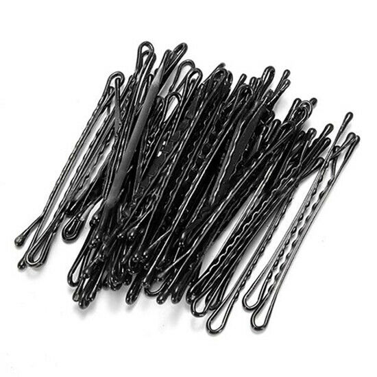 60 Pcs Metal Hair Clips Waved Bobby Salon Pins Grip Hairpins Barrette Black