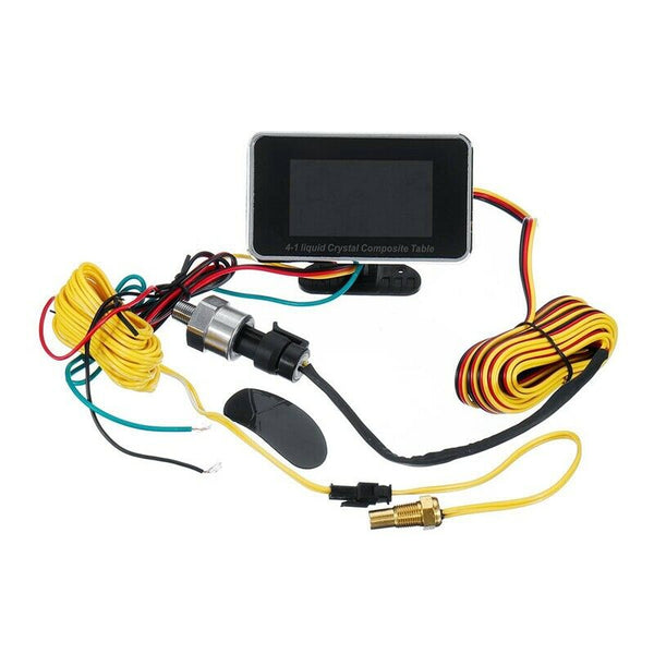 12V/24V 4 in 1 LCD Car Digital ALARM Gauge Pressure Voltmeter Volt Water Te X9L1