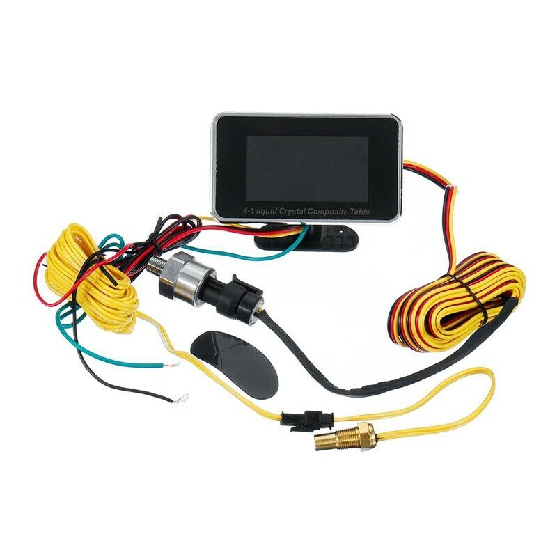 12V/24V 4 in 1 LCD Car Digital ALARM Gauge Pressure Voltmeter Volt Water Te X9L1