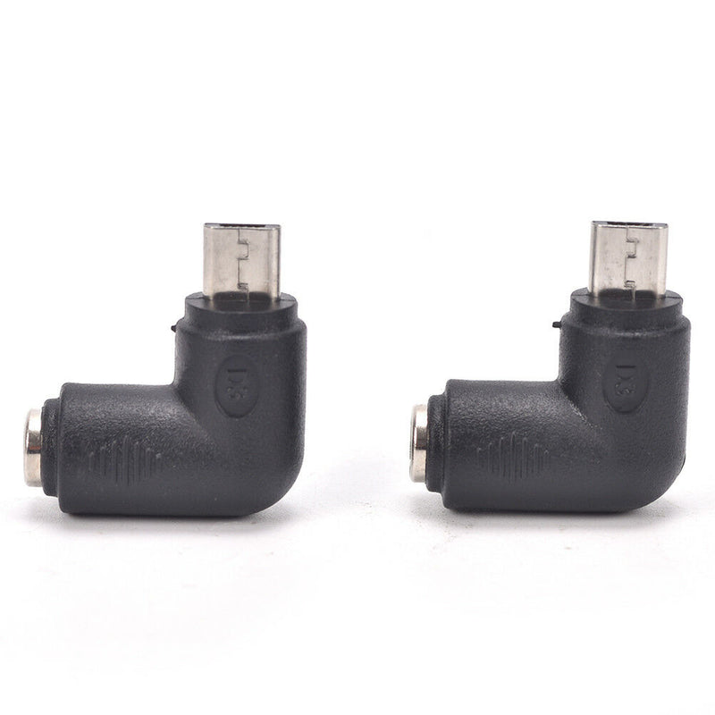 2PCS DC 5.5 x 2.1mm Female To Micro USB 5 Pin Male Right Angle Power Adapter  Z