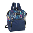 Mummy Maternity Backpacks Plant Print Baby Diaper Shoulder Bags (Blue)