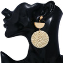 Korean Earrings For Women Wooden Straw Weave Rattan Earrings Round Vine Bra