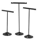 Earring T Shape Stand, 3 Pcs Black Metal Earring Display T Bar Earring Holder 02