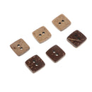 100 Pieces Square Shape Wooden Coconut Shell Buttons 2 Holes for DIY Sewing