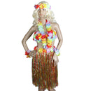 6pcs Hawaiian Fancy Dress Hula Grass Skirt Bra Flower Accessory Lady Costume