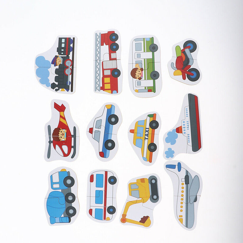 Wooden Blocks Puzzle Jigsaw Preschool Toys for Toddlers Kids Vehicle