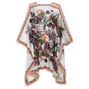 Women Chiffon Kimono Cardigan Floral Print Asymmetric Boho Loose Outerwear