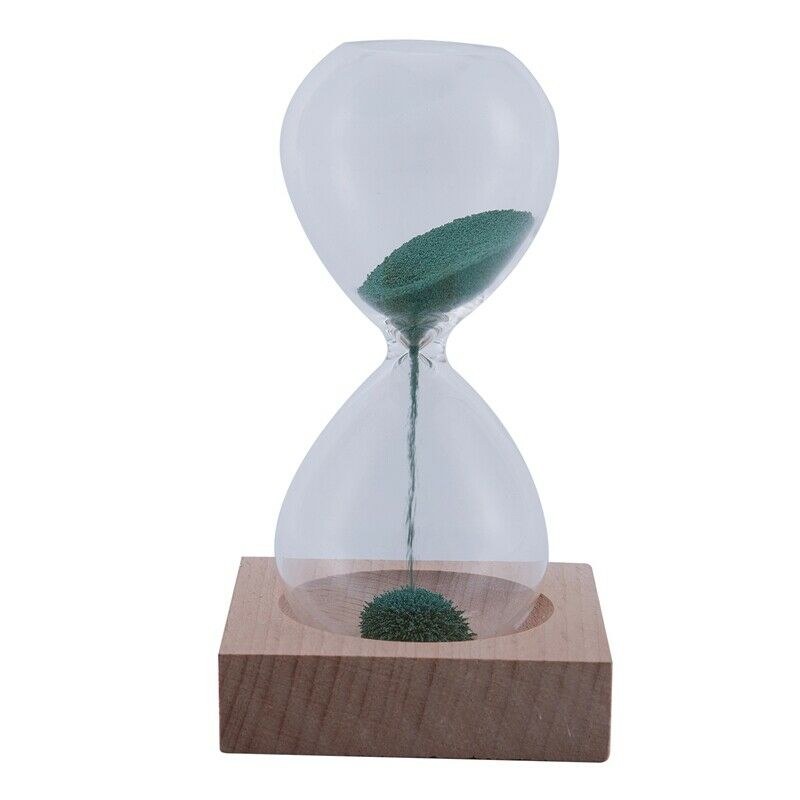 Green wood + glass + iron powder sand iron flowering magnetic hourglass wit L7H7