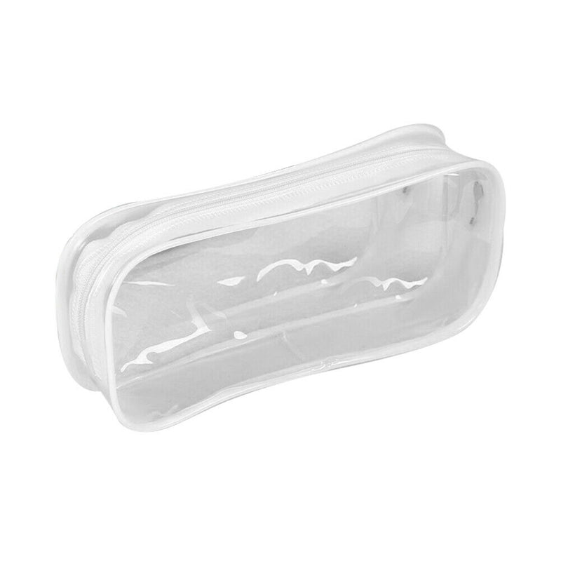 Waterproof Dust-proof PVC Transparent Pencil Case Zipper Pen Holder (White) A