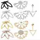 10 Pairs Geometric Hollow Flower Stud Earrings Rhinestone Women Ear Jewelry Set