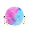 Small Round Messenger Bags Women Plush Shoulder Handbags (Gradient Blue) A
