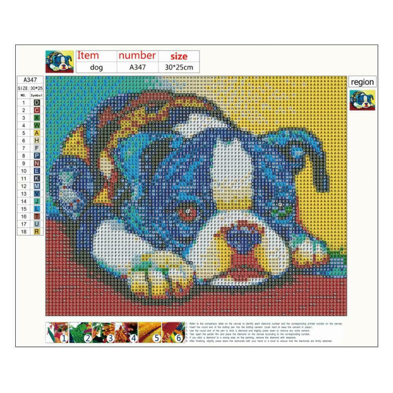 5D DIY Full Drill Diamond Painting Dog Cross Stitch Embroidery Kit Wall Art
