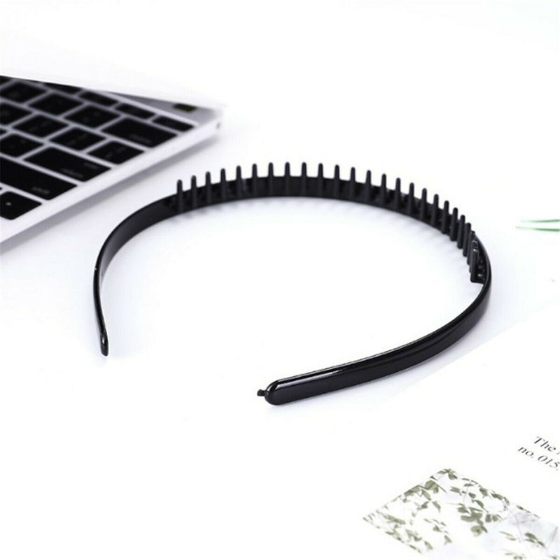 1pc Unisex Plastic Headband with Non-Slip Teeth Comb Black DIY Hair Styling Hoop