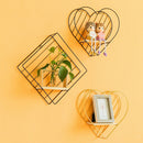 Metal Floating Shelf Organizer Geometric Home Bathroom Golden Heart Shaped