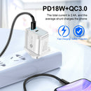 18W PD QC3.0 USB Charger USB C Quick Charge 3.0 Wall Charger (UK White) A
