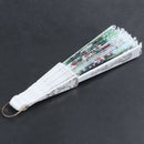 Hollow Out Rib Peony Print Lace Trim Folding Fabric Hand Fan Colored T2X4