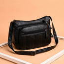Casual Messenger Bag Women Leather Pure Color Multi-Pocket Shoulder Handbag