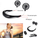 Black Portable Mini Double Head Fan Neckband Fan With Usb Rechargeable Air