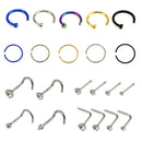 22x Stainless Steel Hinged Segment Nose Hoop Ring Bone Studs Body Piercing JR