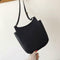 Solid Color Shoulder Handbags Leather Women Big Flap Crossbody Bags (Black)