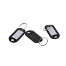 50sets Key Ring Tags Plastic Name Label ID Keys Tag Luggage Fob Rings Black