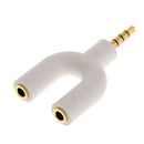 3.5mm Stereo Audio Jack Earphone Headphone 2 Way Splitter Adapter White