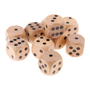 Set of 10 Wooden D6 Dice 3cm Gaming Dice for D&D RPG Accessories Wood