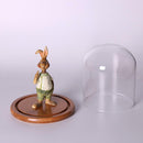 Glass Display Bell Jar Dome Cloche With Bamboo Base Decorative Desk Stand S
