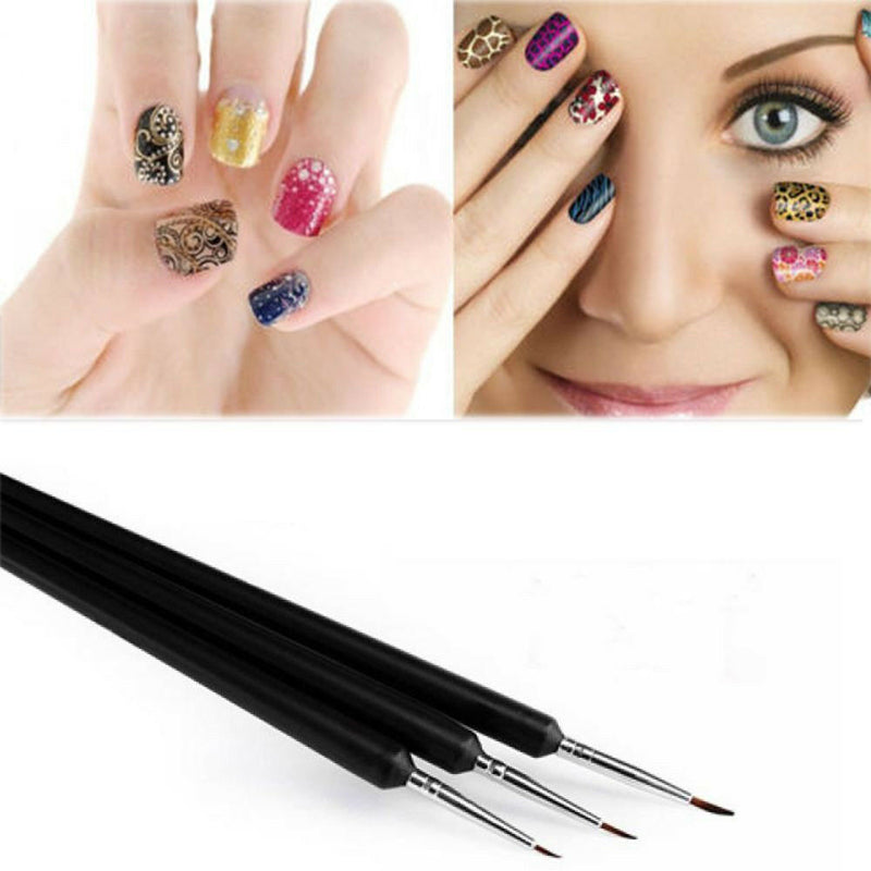 3 Pc Nail Art Pen Dotting Drawing Painting UV Gel Liner Polish Brush Accessories