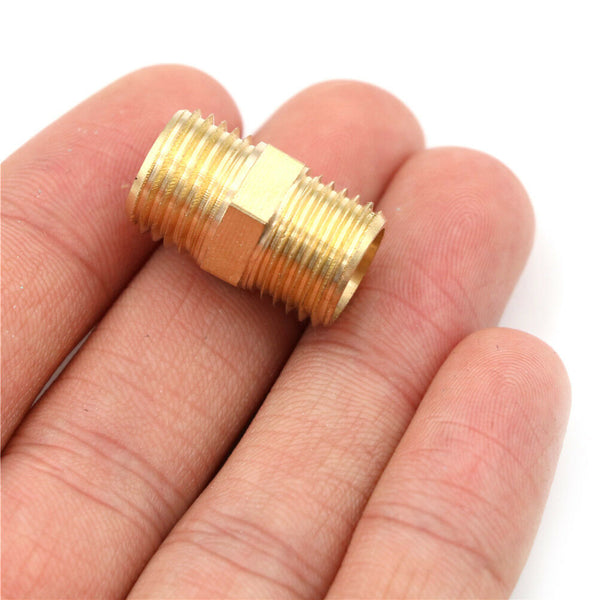 Metal Solid Brass 1/4" PT Male Thread Water Hose Pipe Straight Connector Gw