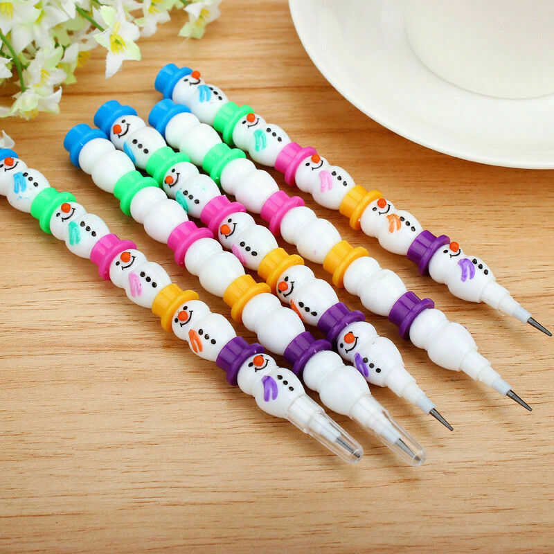 Lovely Gift Lovely Christmas Snowman Stackable Kids Colorful Pencil Set Chi L0S9
