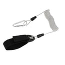 Coiled Stretch Kayak Paddle Leash Safety Fishing Rod Lanyard Carabiner Gray