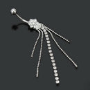 Dangling Tassel Dazzling Rhinestone Crystal Navel Ring Piercing Belly Dance 1 x