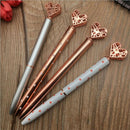 5Pcs Big Crystal Diamond Pen,Heart Shaped Pen,Bling Metal Ballpoint Pen Sch