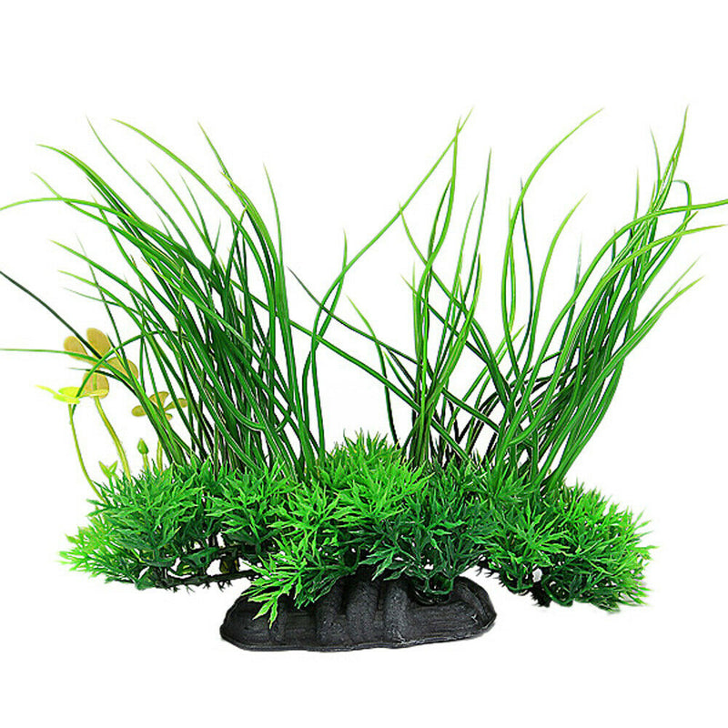 8" Green Artificial Plastic Plant Water Grass Aquarium Decor Fish Tank
