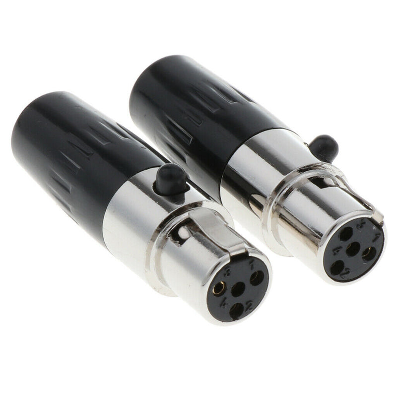 2 x 4 Pin XLR Female Cable Connector, Fit for Microphones, Black and Sliver