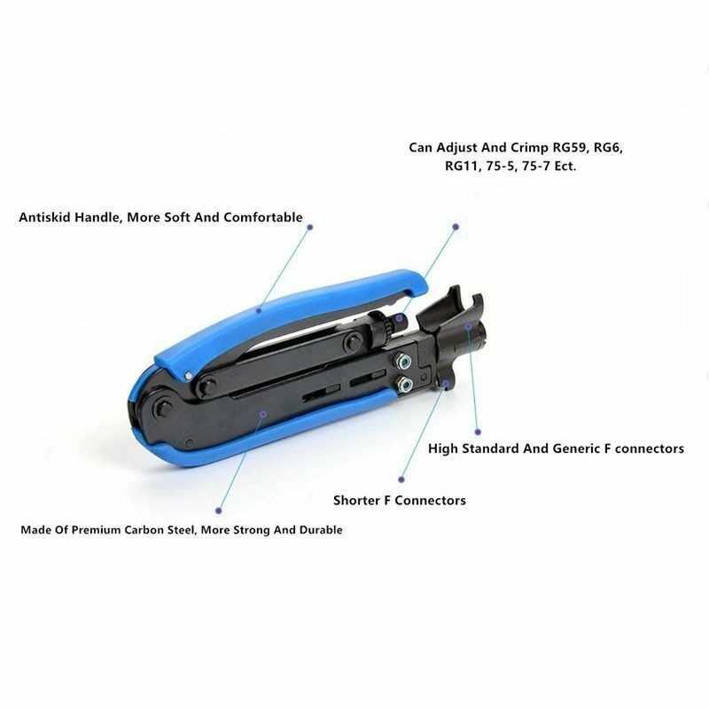 Compression Tool Coax Cable Crimper Kit Adjustable Rg6 Rg59 Rg11 75-5 75-7  E6Z4