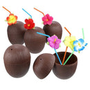 12Pcs Coconut Drink Cups With Flower Straws Fruit Shape Fun Drink Cups For