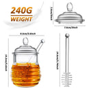 Honey Jar with Dipper and Lid Honey Container Pot Syrup Sugar Beehive Jar PoU3Q6