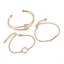 3 Pcs/set Women's Fashion Punk Bracelet Simple Double Knot Loop Metal Chain