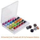 36 Pcs Bobbins and Sewing Threads with Case and Soft Measuring Tape for Bro