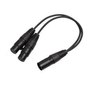 2X XLR Y-Splitter Cable, 3Pin Male Plug To Dual Female Microphone Cable 1ft